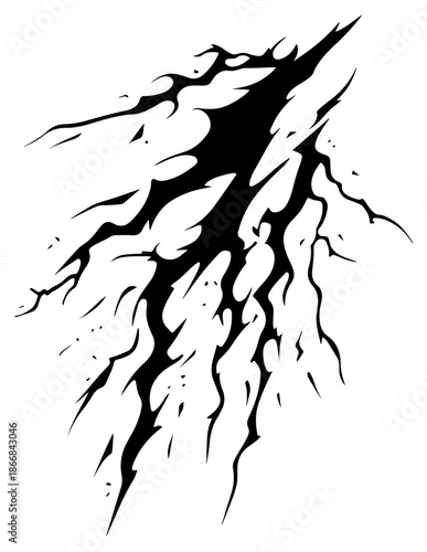 Dynamic black and white abstract lightning bolt graphic element