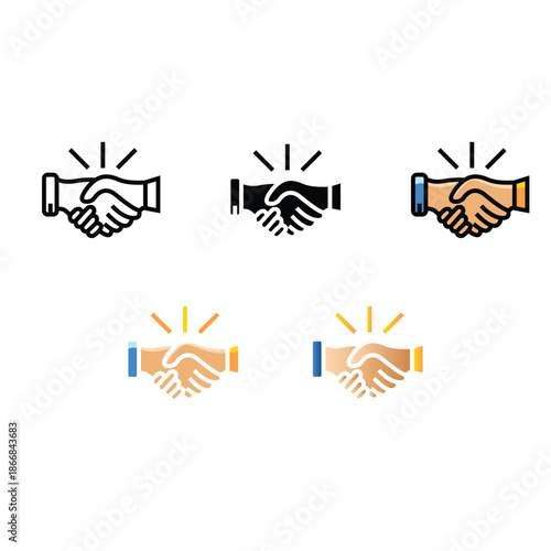 Diverse handshake clip art signs of commitment, trust, agreement, partnership, responsibility, welcome, belief, collaboration, employment, contract, cooperation, deal, discussion