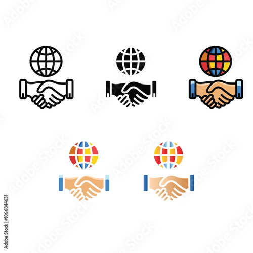 Diverse handshake clip art symbolizing commitment, partnership, trust, and collaboration for global employment, contracts, and business deals