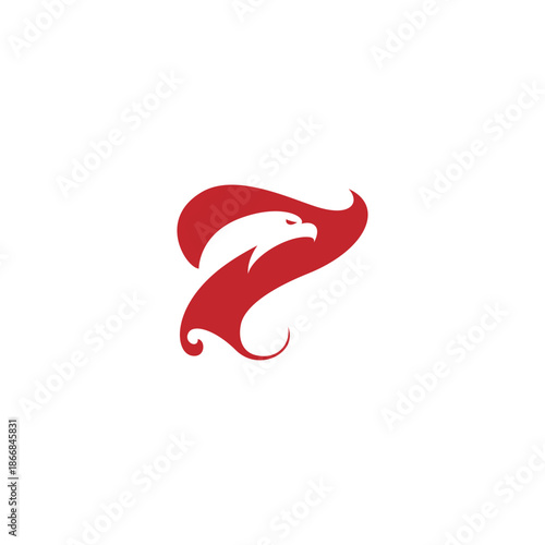 vector illustration of the number seven and the head of an eagle for icon, symbol or logo