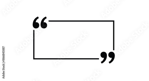 A simple and clean black outline of a quote box with quotation marks, providing a perfect template for testimonials or citations.