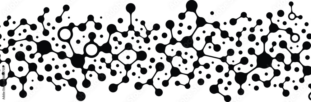Fototapeta premium Abstract Molecular Connection Pattern Black Network Structure Seamless Vector Background Design