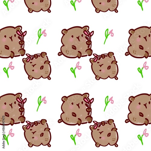 Pattern Simple Cute Capybara Cartoon Art