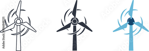 Wind turbine icon set