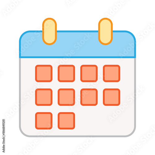 A blue and orange calendar icon representing dates, appointments, and project deadlines