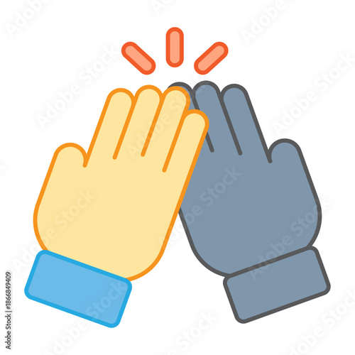 Two hands giving a high five with sparks above indicating achievement, success, and positive energy