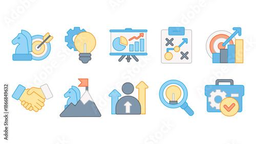 Strategic symbols for competitive planning, market tactics, and business growth