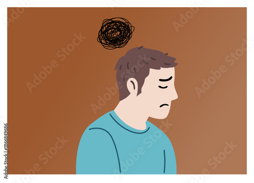 depressive symptoms: a man confused moment, full stress, thinking all of things, don’t relax