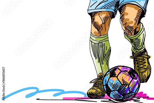 Football players in action, art and sport, with brushstrokes and poses.