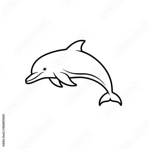 Bottlenose dolphin outline icon vector illustration marine line art