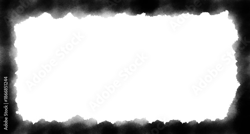 Artistic hand-painted black ink rectangle border with distressed texture