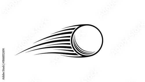 Illustration of a stylized Tenis Meja table tennis ball in motion with dynamic lines, against a clean white background with a sleek and modern feel.