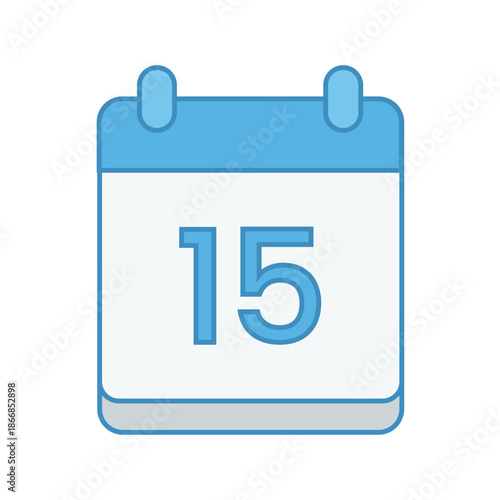 Blue daily calendar icon showing the number 15 for scheduling and appointments