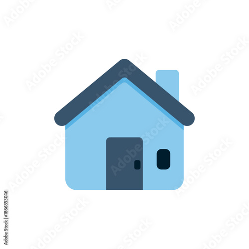 House silhouette icon with a door and chimney for home navigation
