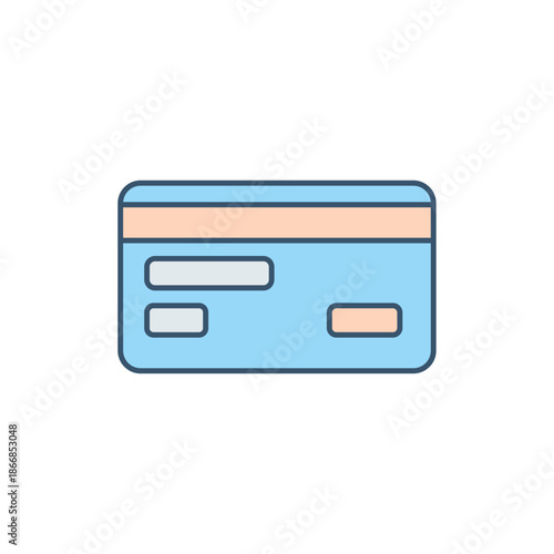 A blue debit or credit card icon featuring peach accents for financial transactions