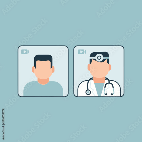 Doctor and Patient Video Call Consultation, Online Healthcare, Telemedicine Concept