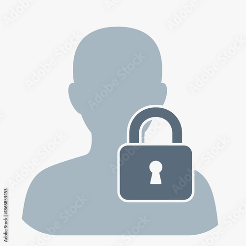 Silhouette of person with padlock icon, representing privacy and security