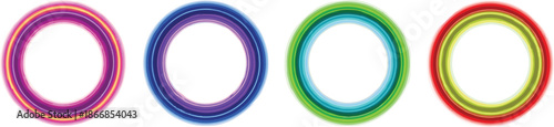 Multicolored circular shapes arranged in a row on a white background