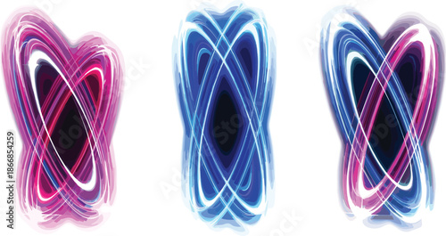 Abstract visual representation of three interconnected luminous flowing forms creating a sense of dynamic motion and energetic flow on a dark background