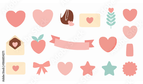 Minimal love and Valentine’s Day symbols flat vector set