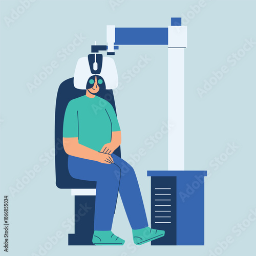 patient eye checkup process illustration