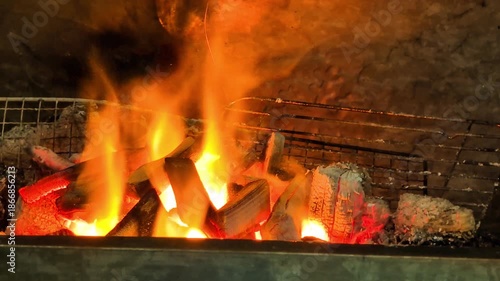 fire in the fireplace