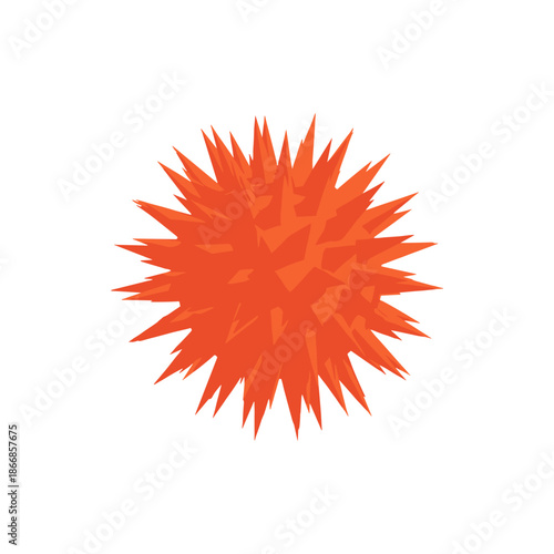 Abstract orange spiky sphere symbolizing a virus or abstract shape, isolated on a white background