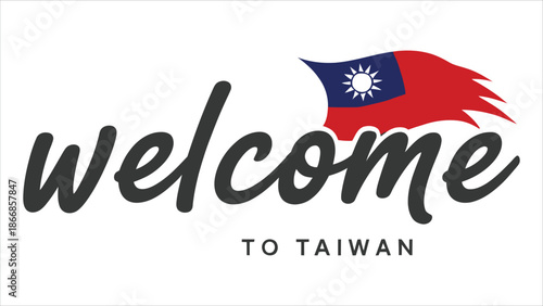 Welcome to Taiwan flag sign logo icon.