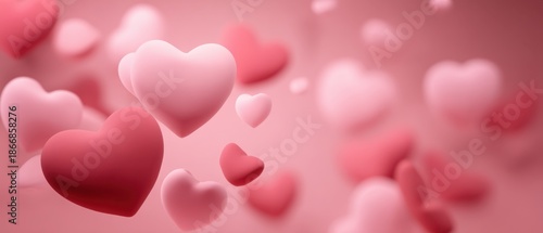 Romantic Soft Pink Background with Floating Hearts Creating a Dreamy Atmosphere Perfect for Valentine's Day Celebrations and Love-Themed Projects