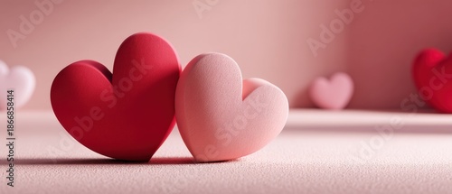 Romantic Soft Pink Hearts on a Gentle Background, Ideal for Expressing Love and Affection in a Warm Atmosphere, Perfect for Valentine's Day Celebrations