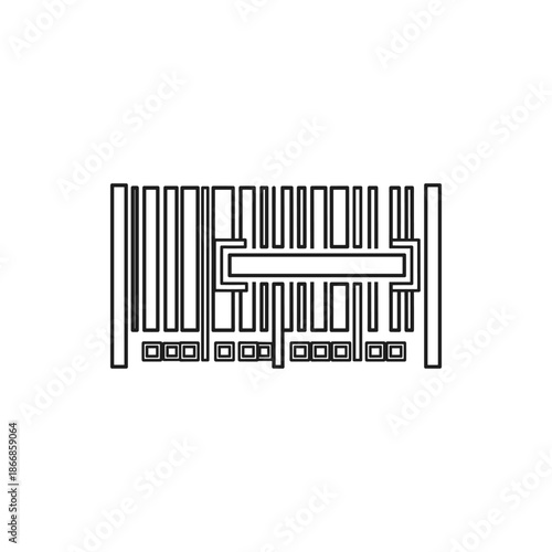 Stylized barcode illustration with abstract pattern and data representation, concept of identification and scanning technology
