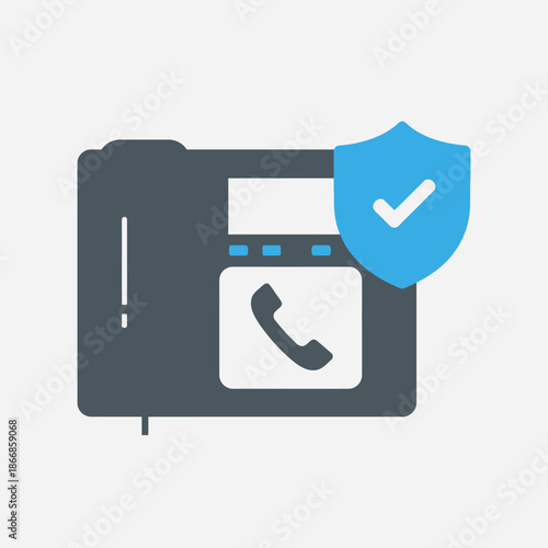 Secure Phone Communication Icon with Shield and Checkmark