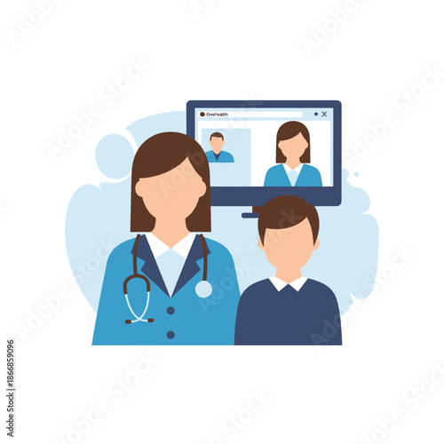 Doctor and patient with telemedicine, online consultation, remote healthcare concept