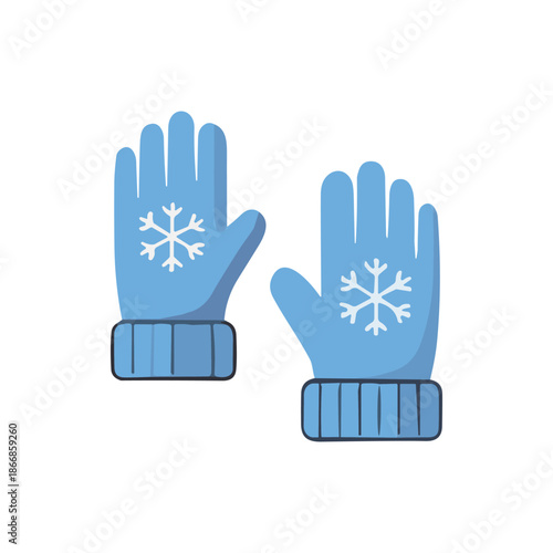 Human hand wearing a blue rubber protection glove holding a smartphone with an isolated white finger gesture icon on the screen