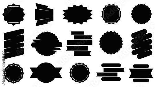 Collection of Black Sale Labels, Badges and Ribbons - Isolated on White Background
