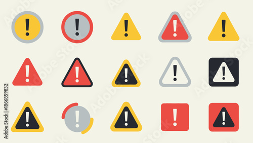 Collection of Warning Signs and Alert Icons, Danger Symbols, Exclamation Marks