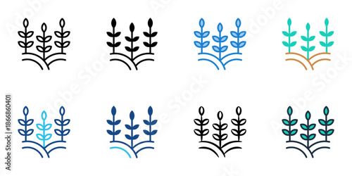 Crops icons set multiple style collection. Editable stroke 
