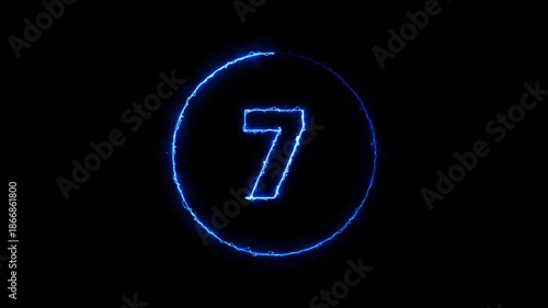 countdown ten to one, countdown time, saber light, black background, neon countdown