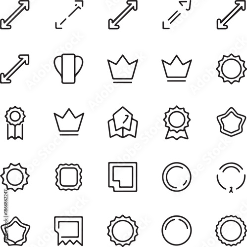 Collection of crown and award icons and symbols