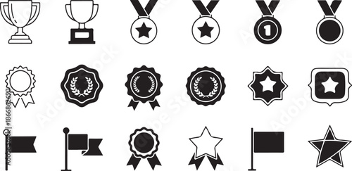 Collection of various award icons and symbols for recognition and achievement