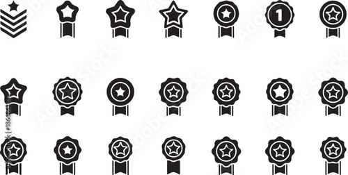 Collection of various star and medal award icons