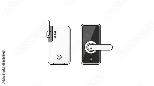 Smart Home Security Devices Electronic Door Lock and Wireless Hub