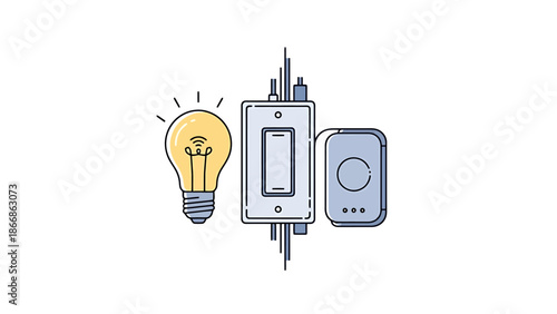 Home Automation Technology Smart Light Bulb Wall Switch and Wireless Hub