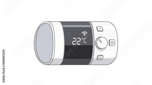 Modern Smart Home Temperature Control Device with Digital Display and Dial