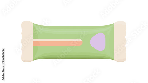 Single Snack Bar Packaged in Green Wrapper with Abstract Design Element