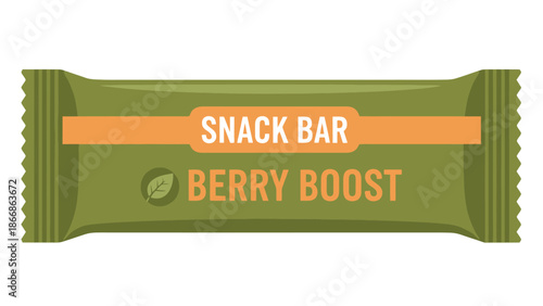 Berry Boost Snack Bar Packaging Design Isolated on White Background