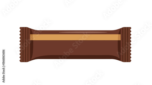 Wrapped Chocolate Snack Bar with Golden Stripe Detail Isolated on White