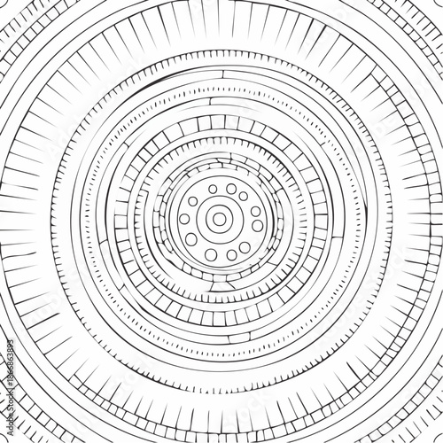 Wallpaper Mural Circles doodle pattern. Black and white texture. Abstract line art sketch background. Vector illustration Torontodigital.ca