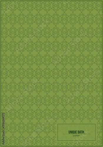 unique batik pattern with monochrome green style and symmetrical shape