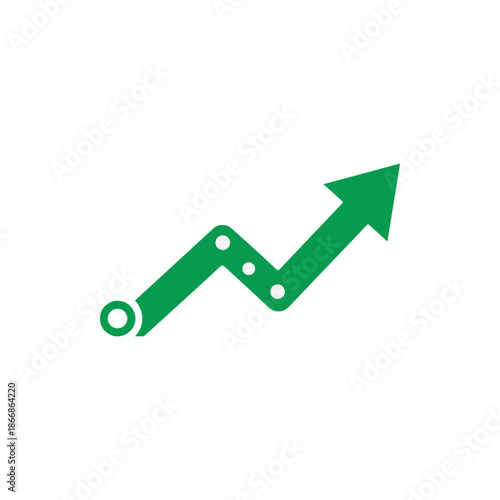 Vibrant green upward-moving arrow graphic illustrating a positive market trend, symbolizing continuous business development and financial achievement and overall growth